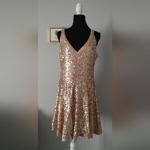 Guess Women Dress Style Party Cocktail Sequin Midi Sleeveless Size 14   Good Con